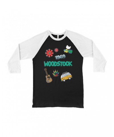 Woodstock 3/4 Sleeve Baseball Tee | Patches Design Shirt $10.48 Shirts