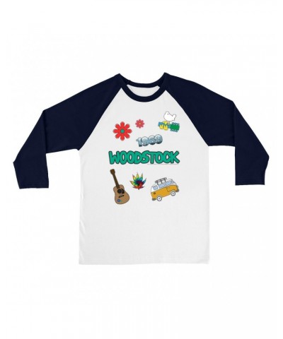 Woodstock 3/4 Sleeve Baseball Tee | Patches Design Shirt $10.48 Shirts