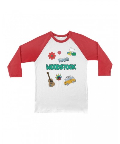 Woodstock 3/4 Sleeve Baseball Tee | Patches Design Shirt $10.48 Shirts