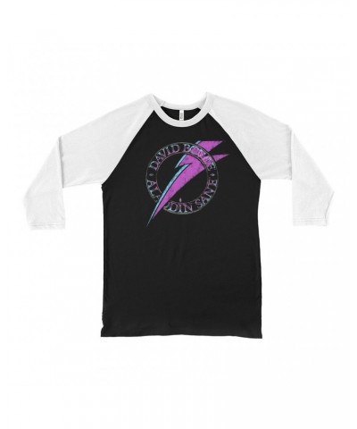 David Bowie 3/4 Sleeve Baseball Tee | Aladdin Sane Logo Distressed Shirt $11.38 Shirts