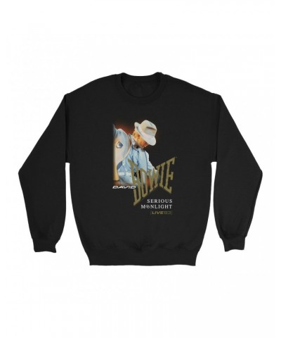 David Bowie Sweatshirt | 1983 Serious Moonlight Tour Image Design Sweatshirt $17.48 Sweatshirts