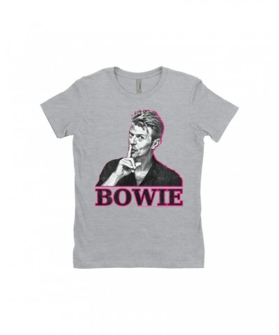 David Bowie Ladies' Boyfriend T-Shirt | Black And White In Pink Photo Shirt $7.49 Shirts