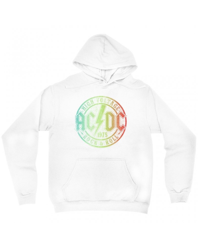 AC/DC Hoodie | Rock & Roll 1975 Rainbow Design Distressed Hoodie $13.58 Sweatshirts