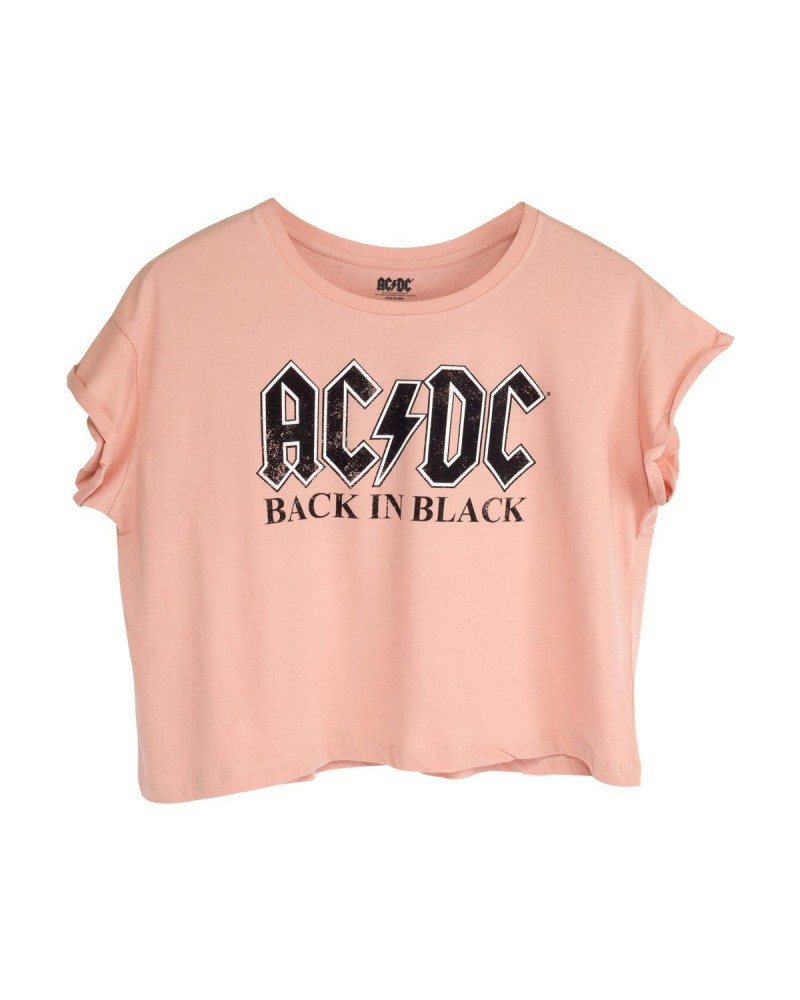 AC/DC Young Women's Mauve Scoop Neck Back in Black Tee $1.55 Shirts