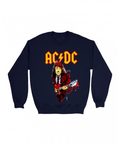 AC/DC Sweatshirt | Angus Young With Bloody Guitar Design Sweatshirt $14.68 Sweatshirts