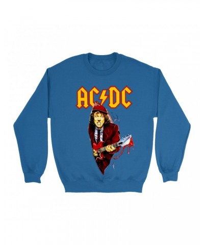 AC/DC Sweatshirt | Angus Young With Bloody Guitar Design Sweatshirt $14.68 Sweatshirts