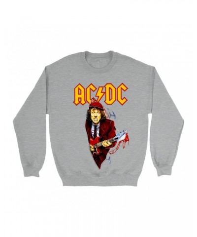 AC/DC Sweatshirt | Angus Young With Bloody Guitar Design Sweatshirt $14.68 Sweatshirts