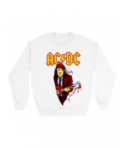 AC/DC Sweatshirt | Angus Young With Bloody Guitar Design Sweatshirt $14.68 Sweatshirts