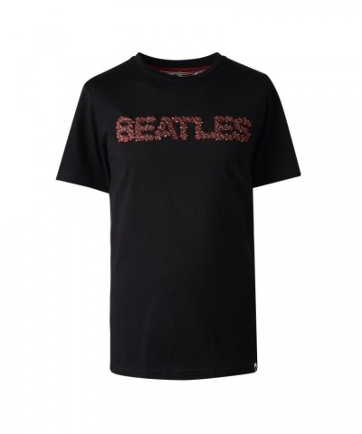 The Beatles Roses Embroidery Black T-Shirt $40.00 Shirts