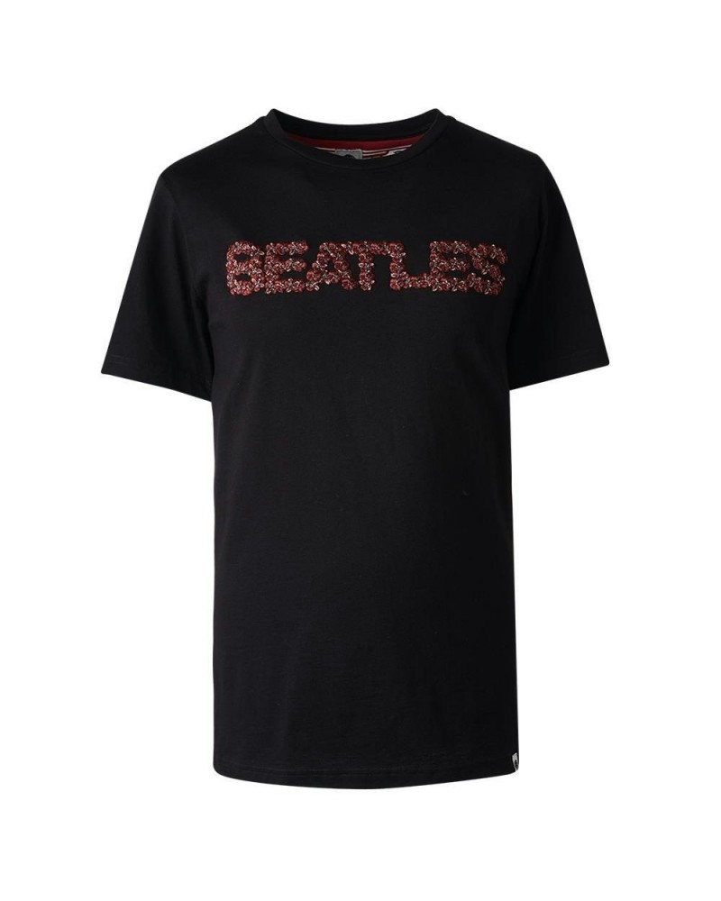 The Beatles Roses Embroidery Black T-Shirt $40.00 Shirts