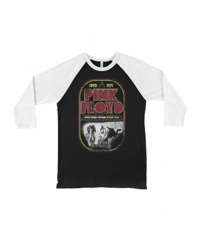 Pink Floyd 3/4 Sleeve Baseball Tee | Atom Heart Mother World Tour Design Distressed Shirt $14.38 Shirts