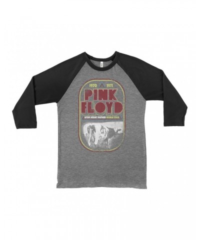 Pink Floyd 3/4 Sleeve Baseball Tee | Atom Heart Mother World Tour Design Distressed Shirt $14.38 Shirts