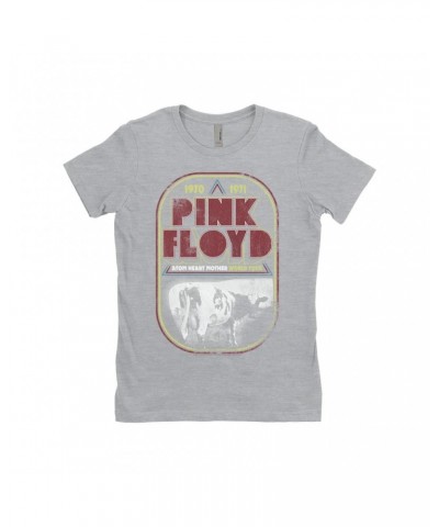 Pink Floyd Ladies' Boyfriend T-Shirt | Atom Heart Mother World Tour Design Distressed Shirt $10.98 Shirts