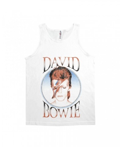 David Bowie Unisex Tank Top | Reissue Aladdin Sane Design Distressed Shirt $10.98 Shirts