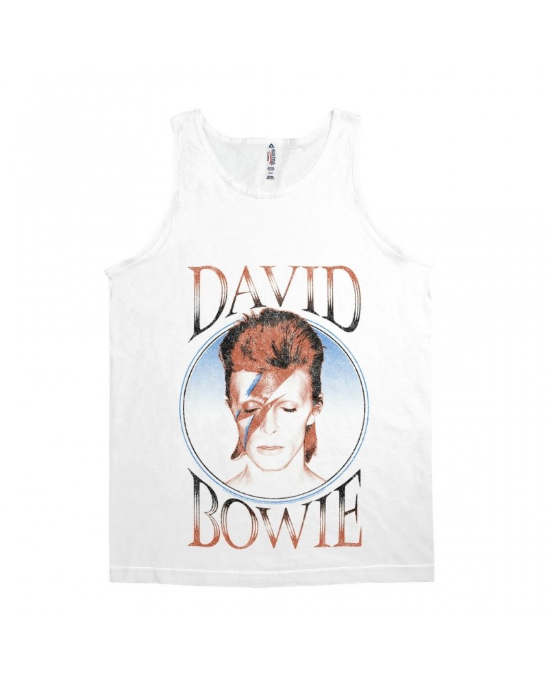 David Bowie Unisex Tank Top | Reissue Aladdin Sane Design Distressed Shirt $10.98 Shirts