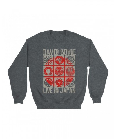 David Bowie Sweatshirt | Reverse Live In Japan Design Distressed Sweatshirt $17.48 Sweatshirts