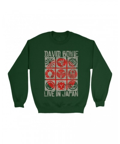 David Bowie Sweatshirt | Reverse Live In Japan Design Distressed Sweatshirt $17.48 Sweatshirts