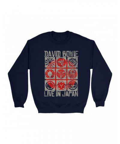 David Bowie Sweatshirt | Reverse Live In Japan Design Distressed Sweatshirt $17.48 Sweatshirts