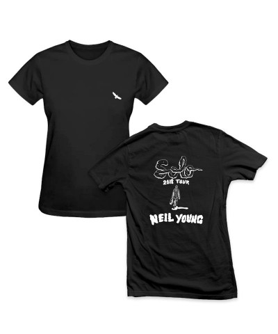 Neil Young Solo Hawk Black Women’s Caricature T-shirt $14.70 Shirts