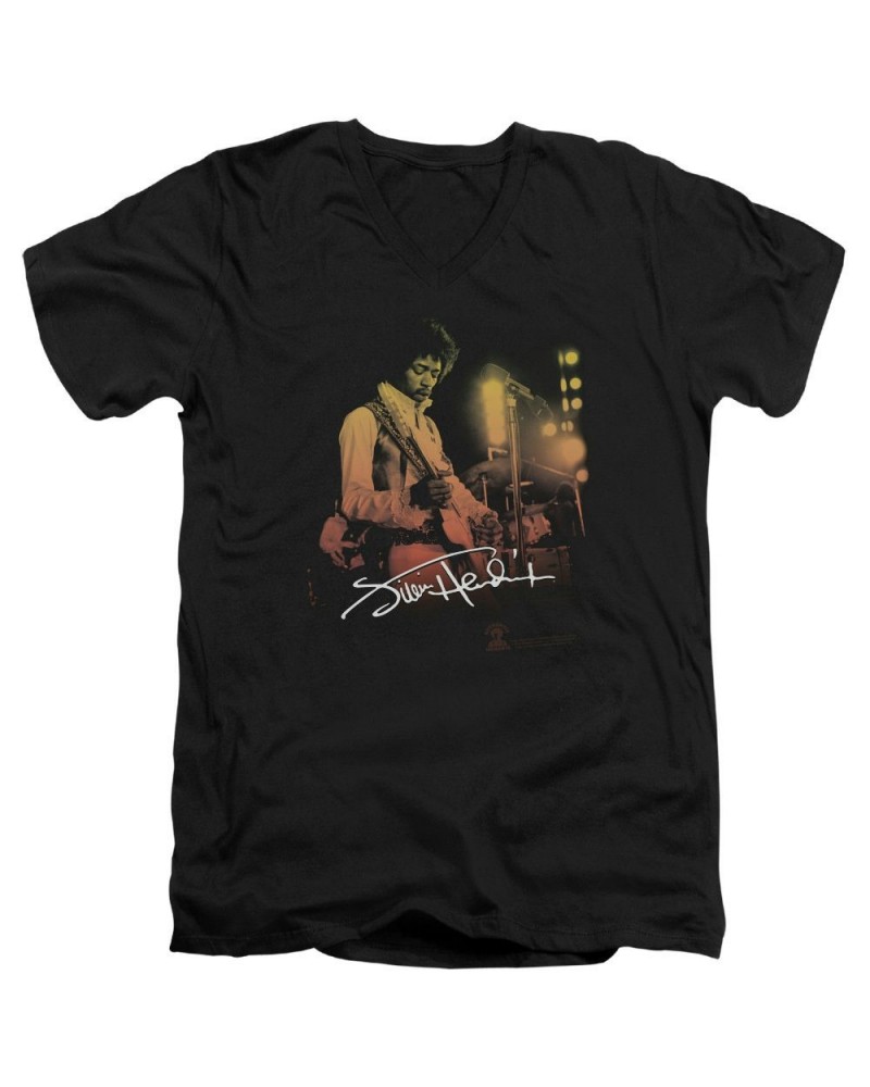 Jimi Hendrix Live On Stage Black V-Neck T-Shirt $13.50 Shirts