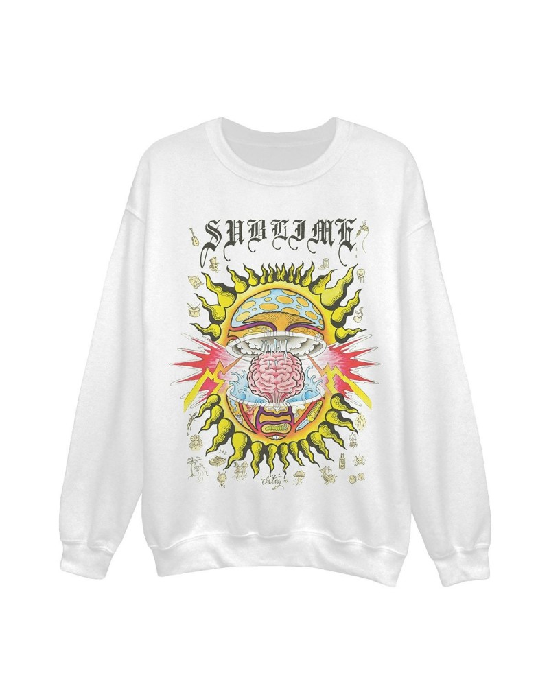 Sublime Mind-Blown Sun White Crewneck $18.98 Sweatshirts