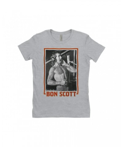 Bon Scott Ladies' Boyfriend T-Shirt | Singing Photo Design Shirt $7.98 Shirts