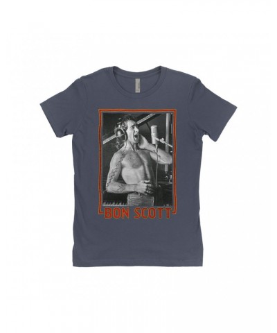 Bon Scott Ladies' Boyfriend T-Shirt | Singing Photo Design Shirt $7.98 Shirts