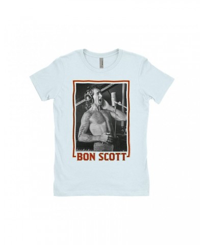 Bon Scott Ladies' Boyfriend T-Shirt | Singing Photo Design Shirt $7.98 Shirts