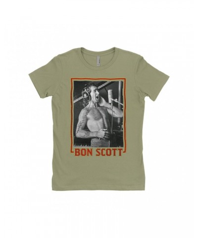 Bon Scott Ladies' Boyfriend T-Shirt | Singing Photo Design Shirt $7.98 Shirts