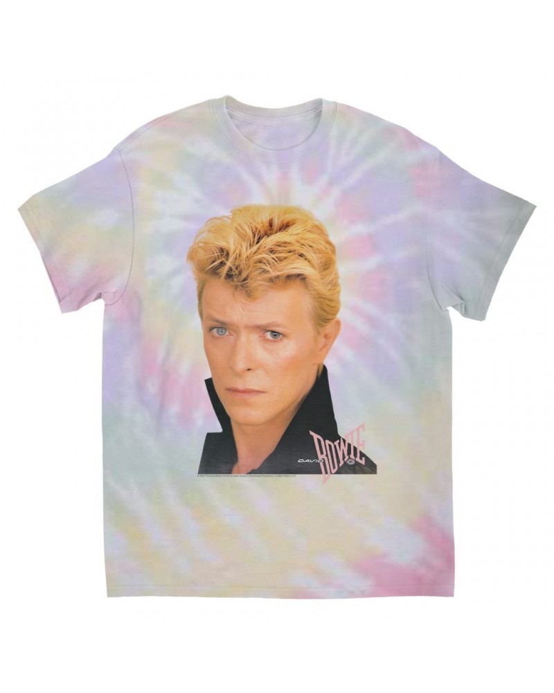 David Bowie T-Shirt | Color Portrait And Logo Tie Dye Shirt $11.05 Shirts