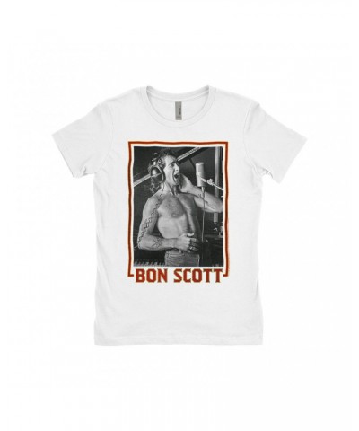 Bon Scott Ladies' Boyfriend T-Shirt | Singing Photo Design Shirt $7.98 Shirts