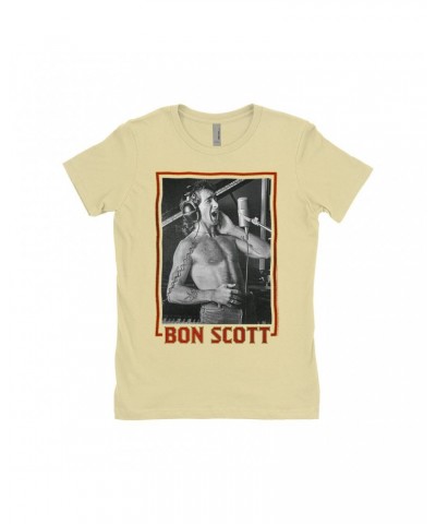 Bon Scott Ladies' Boyfriend T-Shirt | Singing Photo Design Shirt $7.98 Shirts