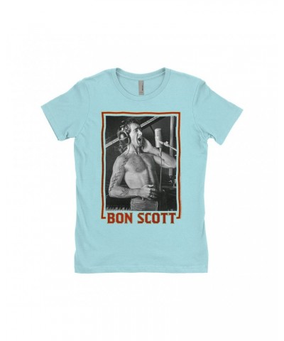 Bon Scott Ladies' Boyfriend T-Shirt | Singing Photo Design Shirt $7.98 Shirts