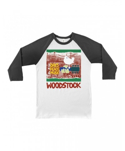 Woodstock 3/4 Sleeve Baseball Tee | Red Green 3 Days Of Peace Structure Design Shirt $11.38 Shirts