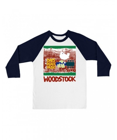 Woodstock 3/4 Sleeve Baseball Tee | Red Green 3 Days Of Peace Structure Design Shirt $11.38 Shirts