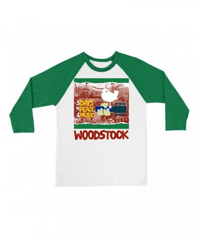 Woodstock 3/4 Sleeve Baseball Tee | Red Green 3 Days Of Peace Structure Design Shirt $11.38 Shirts