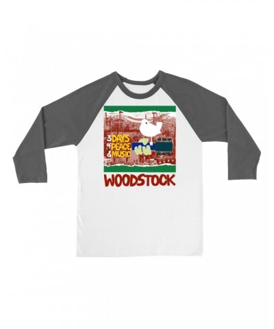 Woodstock 3/4 Sleeve Baseball Tee | Red Green 3 Days Of Peace Structure Design Shirt $11.38 Shirts