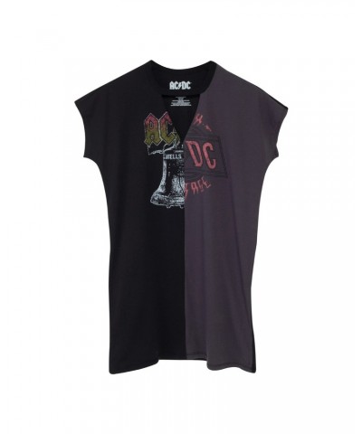 AC/DC Split Design V-Cut Hells Bells/High Voltage Grey/Black T-Shirt $1.80 Shirts