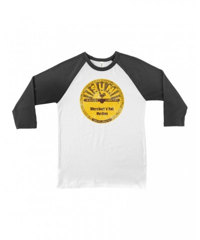 Sun Records 3/4 Sleeve Baseball Tee | Where Rock N' Roll Was Born Label Distressed Shirt $13.48 Shirts