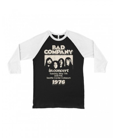 Bad Company 3/4 Sleeve Baseball Tee | Live In Concert Seattle Center 1976 Shirt $11.38 Shirts