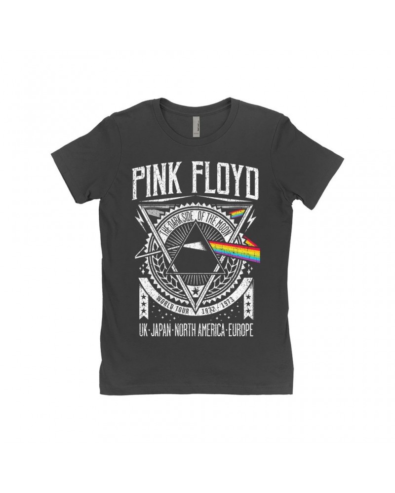 Pink Floyd Ladies' Boyfriend T-Shirt | Dark Side Of The Moon World Tour 1972-1973 Shirt $12.48 Shirts