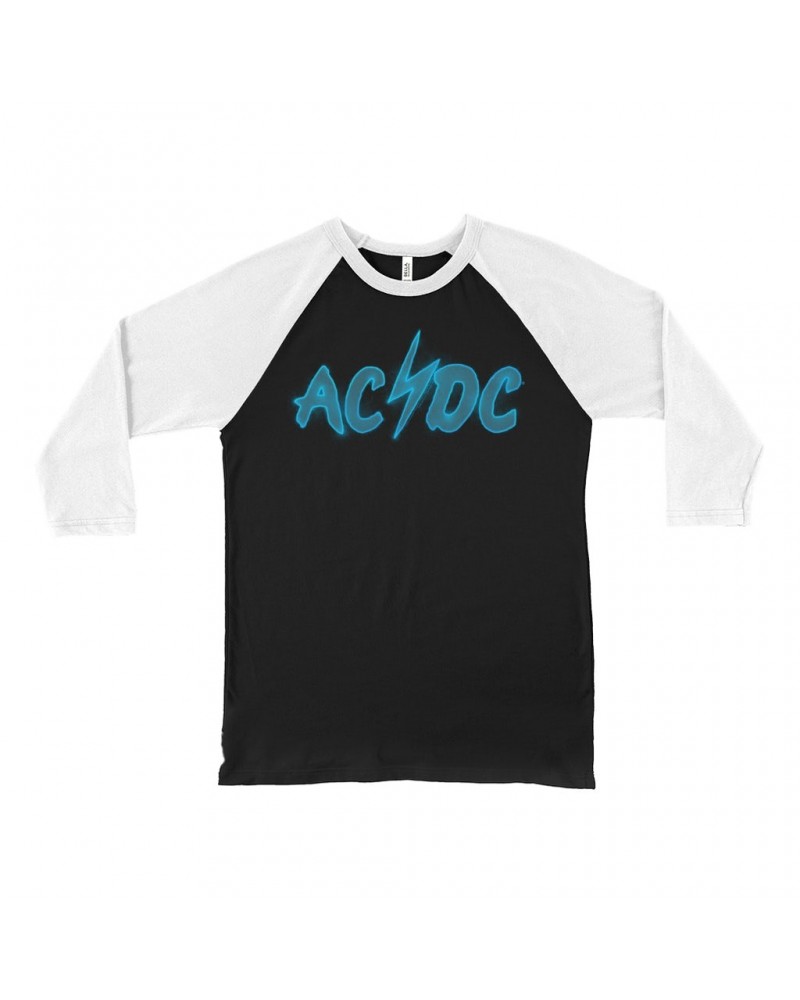 AC/DC 3/4 Sleeve Baseball Tee | Electric Logo Shirt $13.48 Shirts