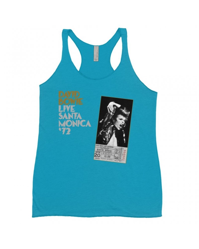 David Bowie Bold Colored Racerback Tank | Live At Santa Monica 1972 Concert Ticket Promotion Shirt $13.03 Shirts