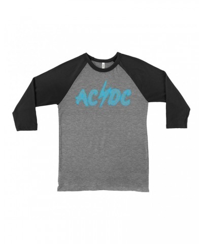 AC/DC 3/4 Sleeve Baseball Tee | Electric Logo Shirt $13.48 Shirts