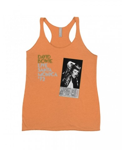 David Bowie Bold Colored Racerback Tank | Live At Santa Monica 1972 Concert Ticket Promotion Shirt $13.03 Shirts