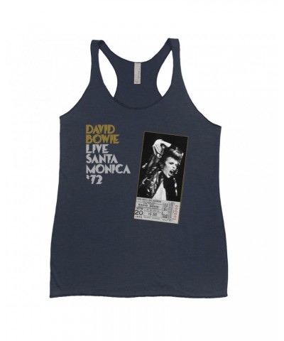 David Bowie Bold Colored Racerback Tank | Live At Santa Monica 1972 Concert Ticket Promotion Shirt $13.03 Shirts