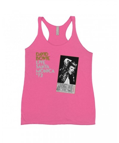 David Bowie Bold Colored Racerback Tank | Live At Santa Monica 1972 Concert Ticket Promotion Shirt $13.03 Shirts