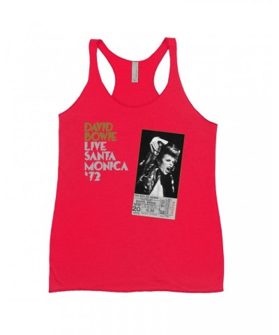 David Bowie Bold Colored Racerback Tank | Live At Santa Monica 1972 Concert Ticket Promotion Shirt $13.03 Shirts