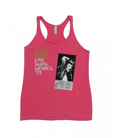 David Bowie Bold Colored Racerback Tank | Live At Santa Monica 1972 Concert Ticket Promotion Shirt $13.03 Shirts